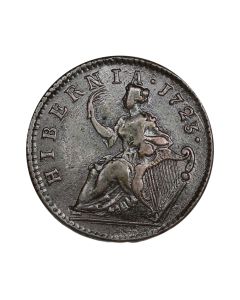 1723 Colonial Hibernia Copper Half Penny XF Obverse