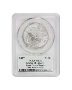 2017 $100 Platinum Eagle PCGS MS70 FDOI Mercanti Label