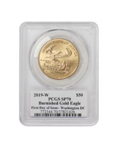 2019-W $50 Gold Eagle PCGS SP70 FDOI Washington DC Moy Label w/ OGP
