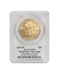 2019-W $50 Gold Eagle PCGS SP70 FDOI Mercanti Label w/ OGP