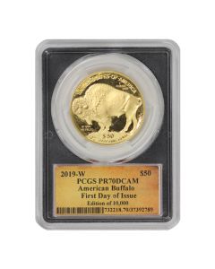 2019-W $50 Gold Buffalo PCGS PR70DCAM FDOI Cleveland Obverse