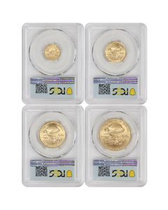 Set of 4 2020 Gold Eagle PCGS MS70 FDOI Flag Label