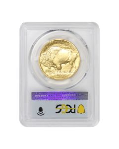 2020 $50 Gold Buffalo PCGS MS70 FDOI Flag Label Obverse

