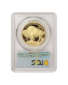 2020-W $50 Gold Buffalo PCGS PR70DCAM FDOI Flag Label OGP Obverse


