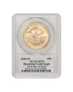 2020-W $50 Gold Eagle PCGS SP70 FDOI Moy Label Obverse