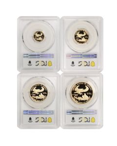 Set of 4 2020-W Gold Eagles PCGS PR70DCAM w/ OGP Obverse
