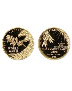 2020-W $25 Gold End of World War II 75th Anniv Proof w/ Box