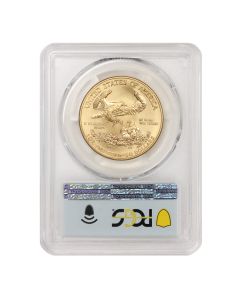 2021 $50 Gold Eagle T1 PCGS MS70 FDOI Flag Obverse
