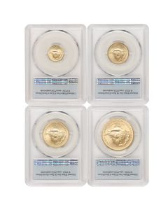 Set of 4 2021 Gold Eagles T2 PCGS MS70 FS Flag Obverse
