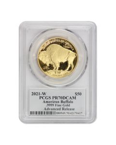 2021-W $50 Gold Buffalo PCGS PR70DCAM AR Mercanti Label w/ OGP