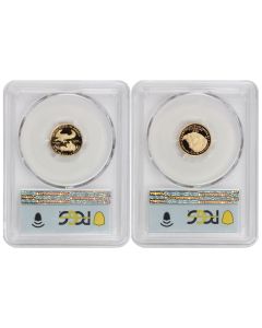 Set of 2 2021-W $5 Gold Eagles T1 & T2 Designer Edition PCGS PR70DCAM FDOI Flag Label
