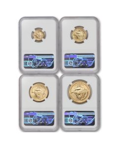 Set of 4 2022 Gold Eagles NGC MS70 ER Obverse