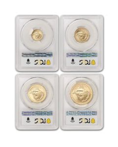 Set of 4 2022 Gold Eagles PCGS MS70 FDOI Flag Obverse
