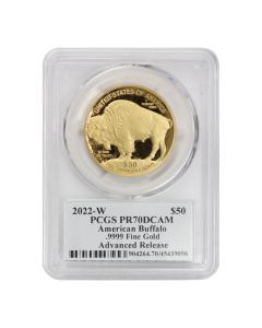 2022-W $50 Gold Buffalo PCGS PR70DCAM AR Mercanti Label w/ OGP
