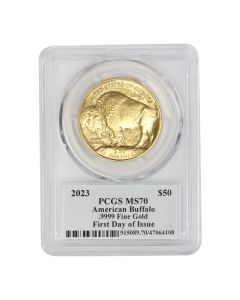 2023 $50 Gold Buffalo PCGS MS70 FDOI Sabin Label