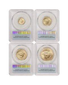 Set of 4 2023 Gold Eagles PCGS MS70 FS Flag Label Obverse