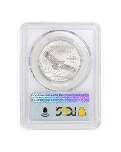 2023 $100 Platinum Eagle PCGS MS70 FDOI Flag Label Obverse

