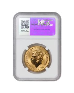 Great Britain 2023 £100 Gold KCIII Coronation NGC MS70 57th Coin Struck Jessopp Label Obverse