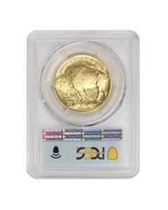 2024 $50 Gold Buffalo PCGS MS70 FDOI Flag Label Obverse