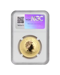 Australia 2024-P 1oz $100 Gold Year of the Dragon NGC Gem Unc FDOI Lunar Label Obverse