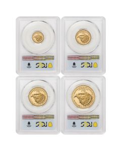 US Gold Eagles 2024-W PCGS PR70DCAM 4 Coin Set First Day of Issue Flag Label w/ OGP 