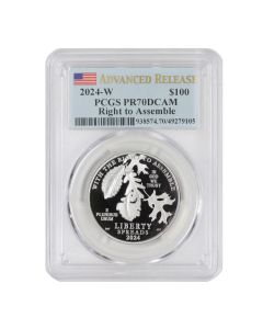 2024-W $100 Platinum Eagle PCGS PR70DCAM AR Flag Label OGP