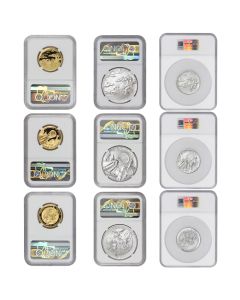 Set of 9 2025 Gold Superman, Batman, Wonder Woman & Silver Medals NGC PF70UCAM & MS70 FDOI DC Label w/ OGP