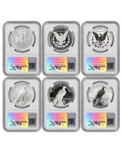 Set of 6 2025 $1 Silver Morgan & Peace NGC MS70, PF70UCAM, PF70 ER w/ OGP
