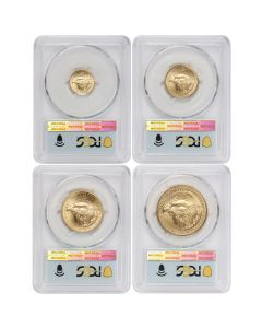 Set of 4 2026 Gold Eagles PCGS MS70 FDOI Flag Label