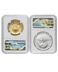 Set of 2 2026 $1 Gold 1804 Dollar and Silver Medal NGC SP70 FDOI 250 Label w/ OGP