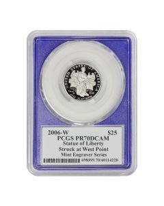 2006-W $25 Platinum Eagle PCGS PR70DCAM Struck at West Point Mercanti Label Blue Core