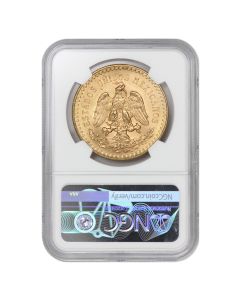 Mexico 1947 Gold 50 Peso NGC MS66 Restrike Obverse