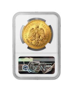 Mexico 1947 Gold 50 Peso NGC Brilliant Uncirculated Restrike Obverse