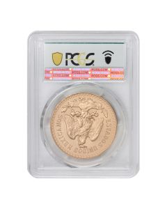 Mexico 1947 Gold 50 Peso PCGS MS70 New Die Restrike Obverse