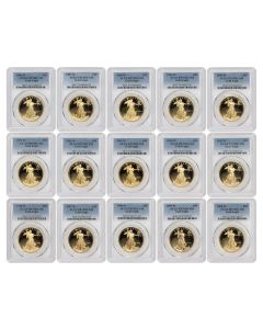 Set of 41 1986 to 2025 Gold Eagle PCGS PR70DCAM FS Flag Label