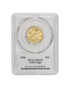 1990 $10 Gold Eagle PCGS MS70 Mercanti Label