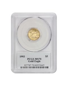 1993 $5 Gold Eagle PCGS MS70 Mercanti Label