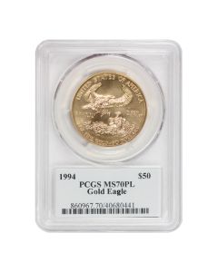  1994 $50 Gold Eagle PCGS MS70PL Mercanti Label