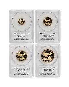 Set of 4 1994-W Gold Eagle PCGS PR70DCAM Mercanti Label w/ OGP