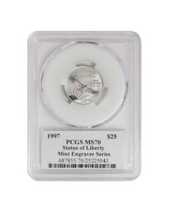 1997 $25 Platinum Eagle PCGS MS70 Mercanti Label White Gasket