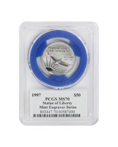 1997 $50 Platinum Eagle PCGS MS70 Mercanti Label