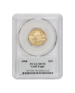 1998 $10 Gold Eagle PCGS MS70 Mercanti Label