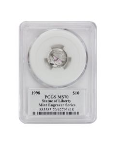 1998 $10 Platinum Eagle PCGS MS70 Mercanti Label