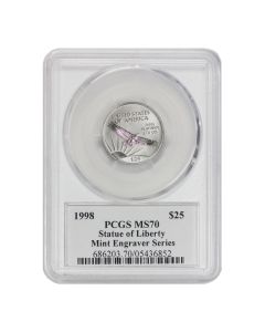 1998 $25 Platinum Eagle PCGS MS70 Mercanti Label
