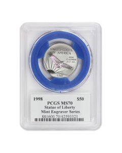 1998 $50 Platinum Eagle PCGS MS70 Mercanti Label