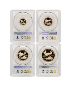 Set of 4 1998-W Gold Eagles PCGS PR70DCAM Obverse
