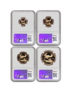 Set of 4 1999-W Gold Eagles NGC PF70UCAM Moy Label