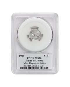 1999 $10 Platinum Eagle PCGS MS70 Mercanti Label