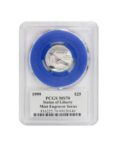 1999 $25 Platinum Eagle PCGS MS70 Mercanti Label