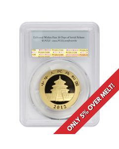 China 2012 Gold Panda 500 Yn PCGS MS70 FS Flag Label